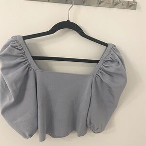 Zara puffed sleeve crop top - light blue